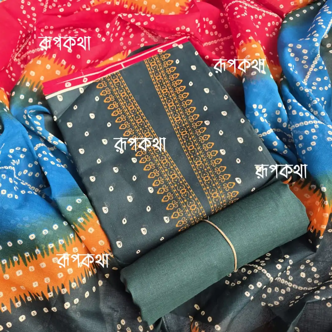 New Unstitched Gonga Cotton Print Dress