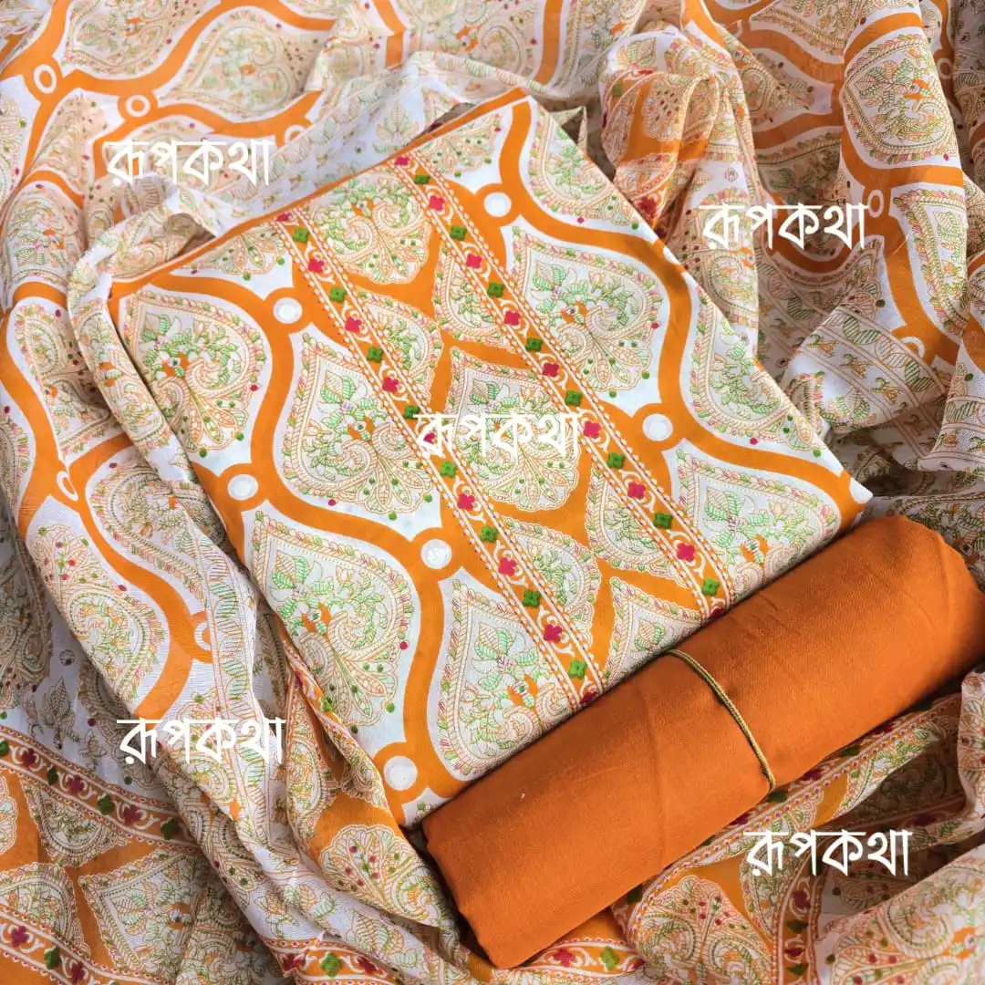 New Unstitched Gonga Cotton Print Dress