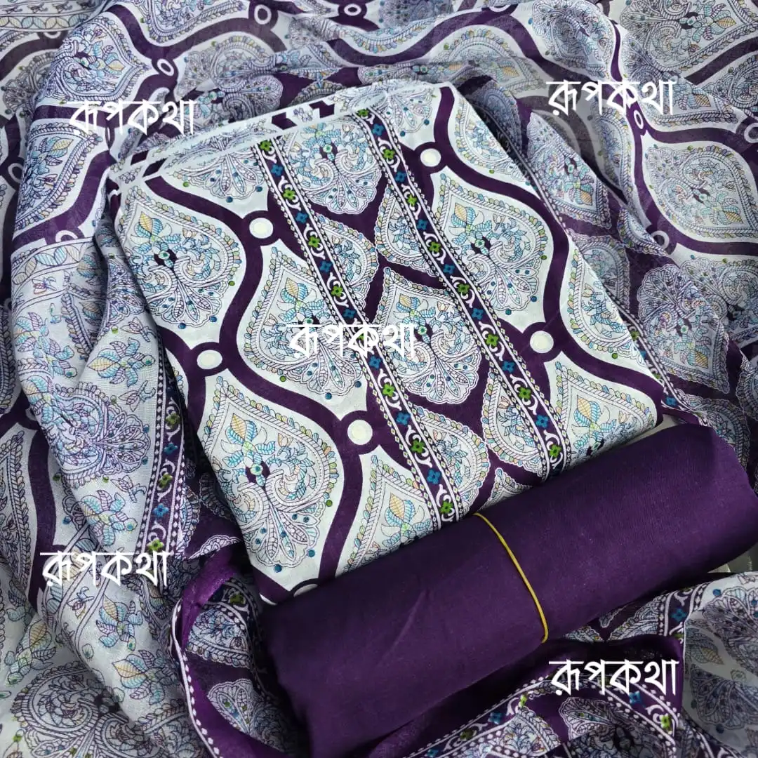 New Unstitched Gonga Cotton Print Dress