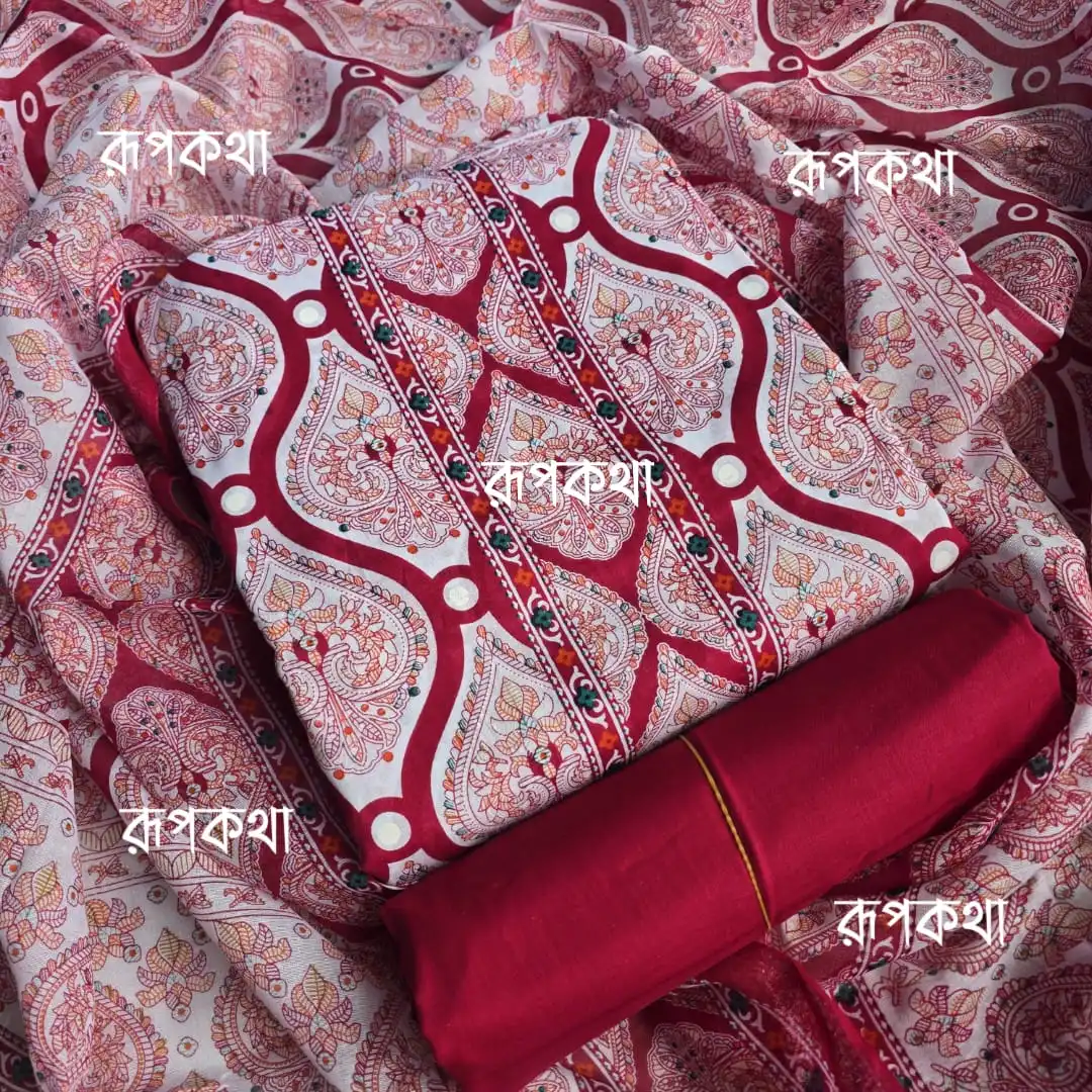 New Unstitched Gonga Cotton Print Dress