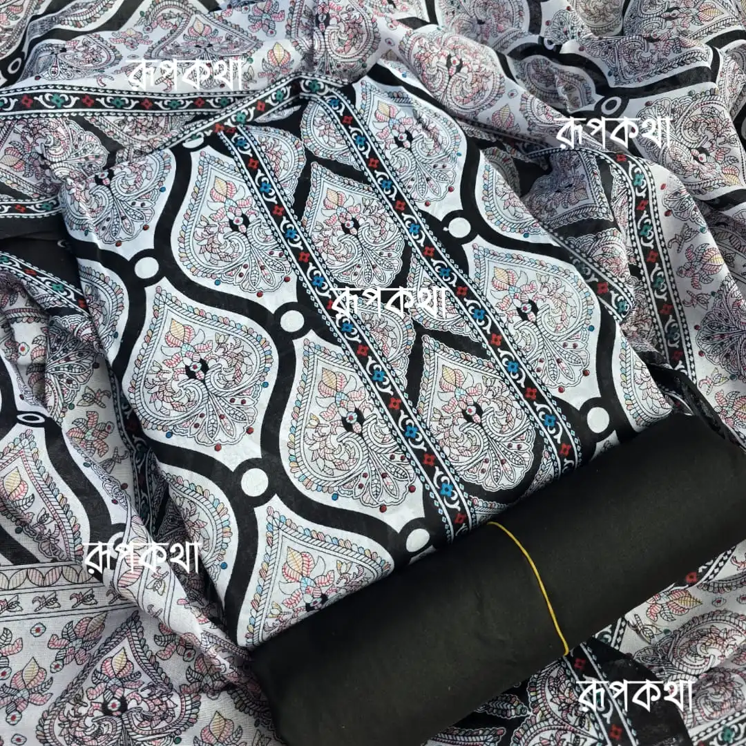 New Unstitched Gonga Cotton Print Dress