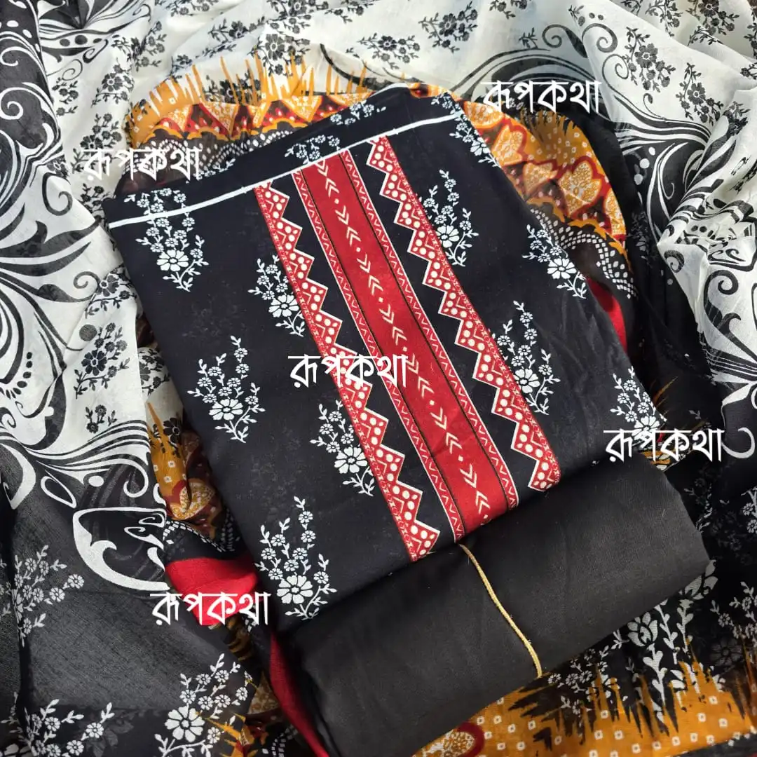 New Unstitched Gonga Cotton Print Dress