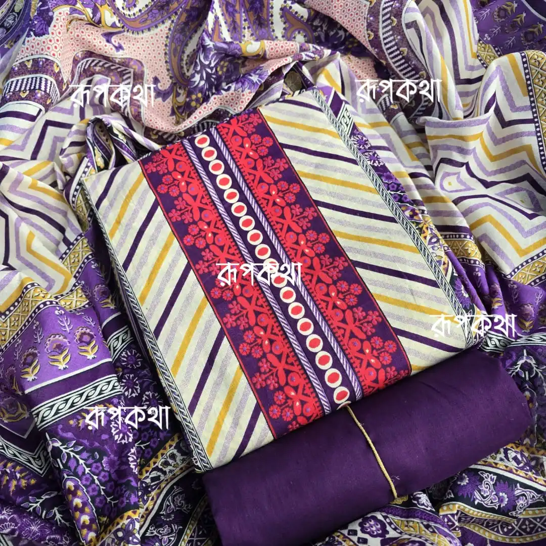 New Unstitched Gonga Cotton Print Dress