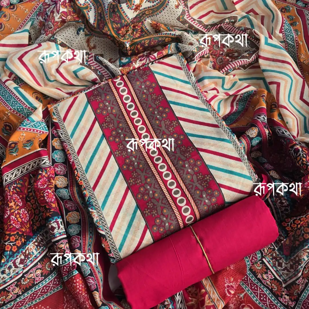 New Unstitched Gonga Cotton Print Dress