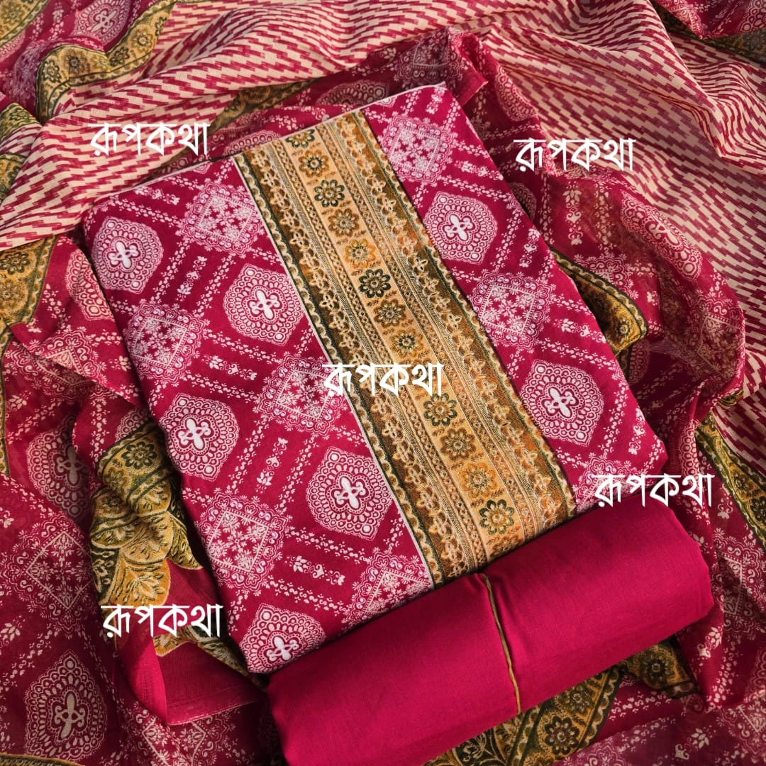 New Unstitched Gonga Cotton Print Dress