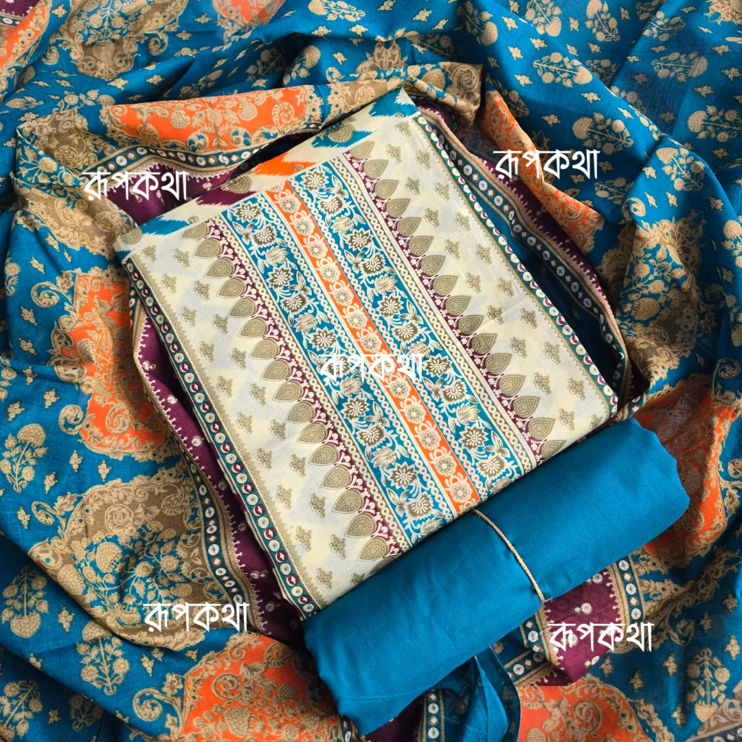 New Unstitched Gonga Cotton Print Dress