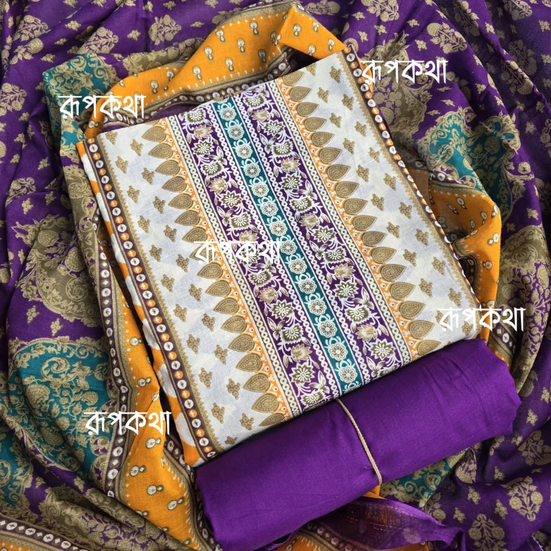 New Unstitched Gonga Cotton Print Dress