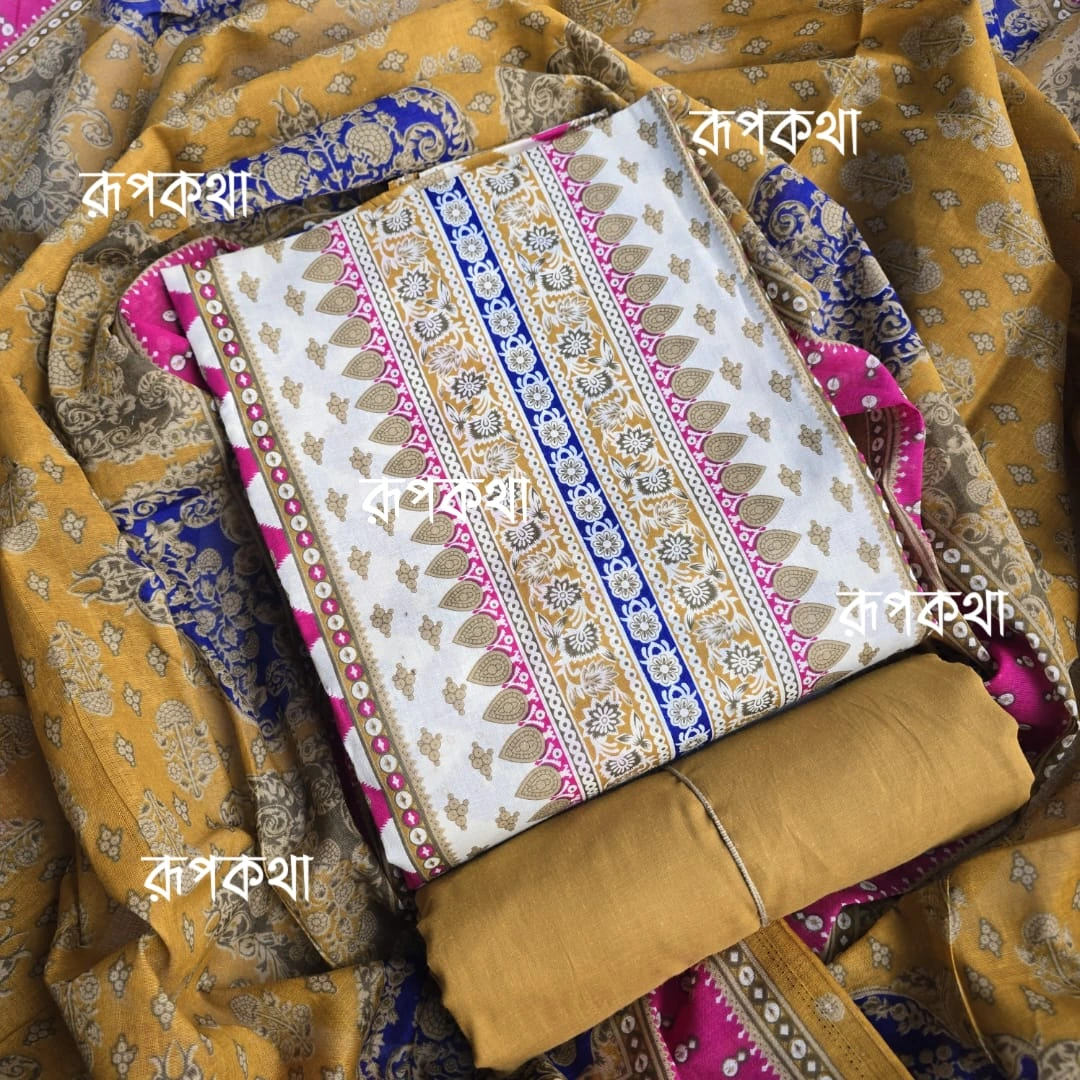New Unstitched Gonga Cotton Print Dress