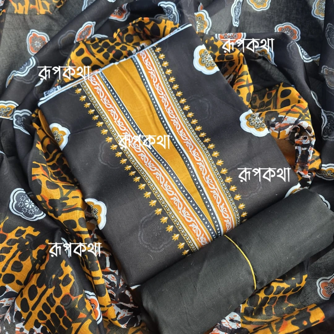 New Unstitched Gonga Cotton Print Dress