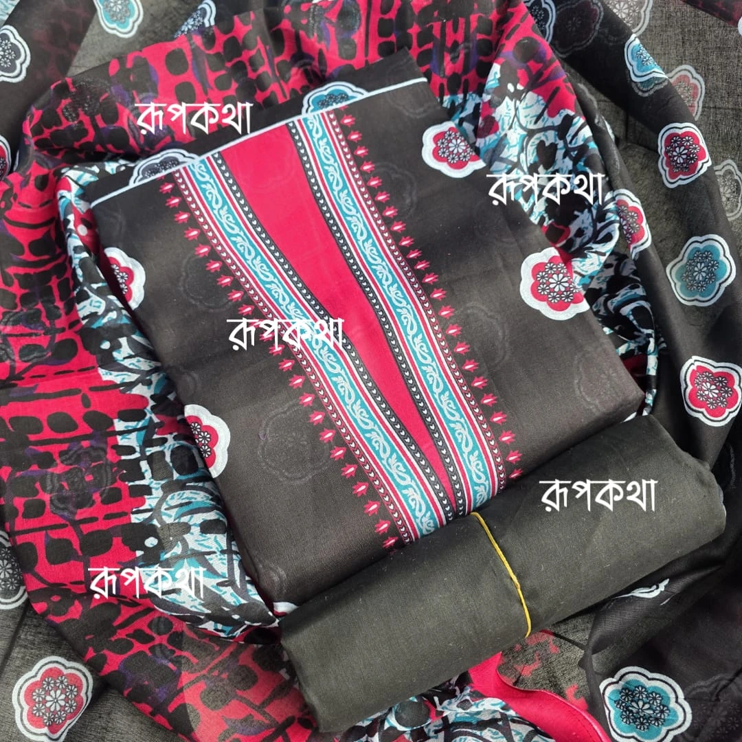 New Unstitched Gonga Cotton Print Dress