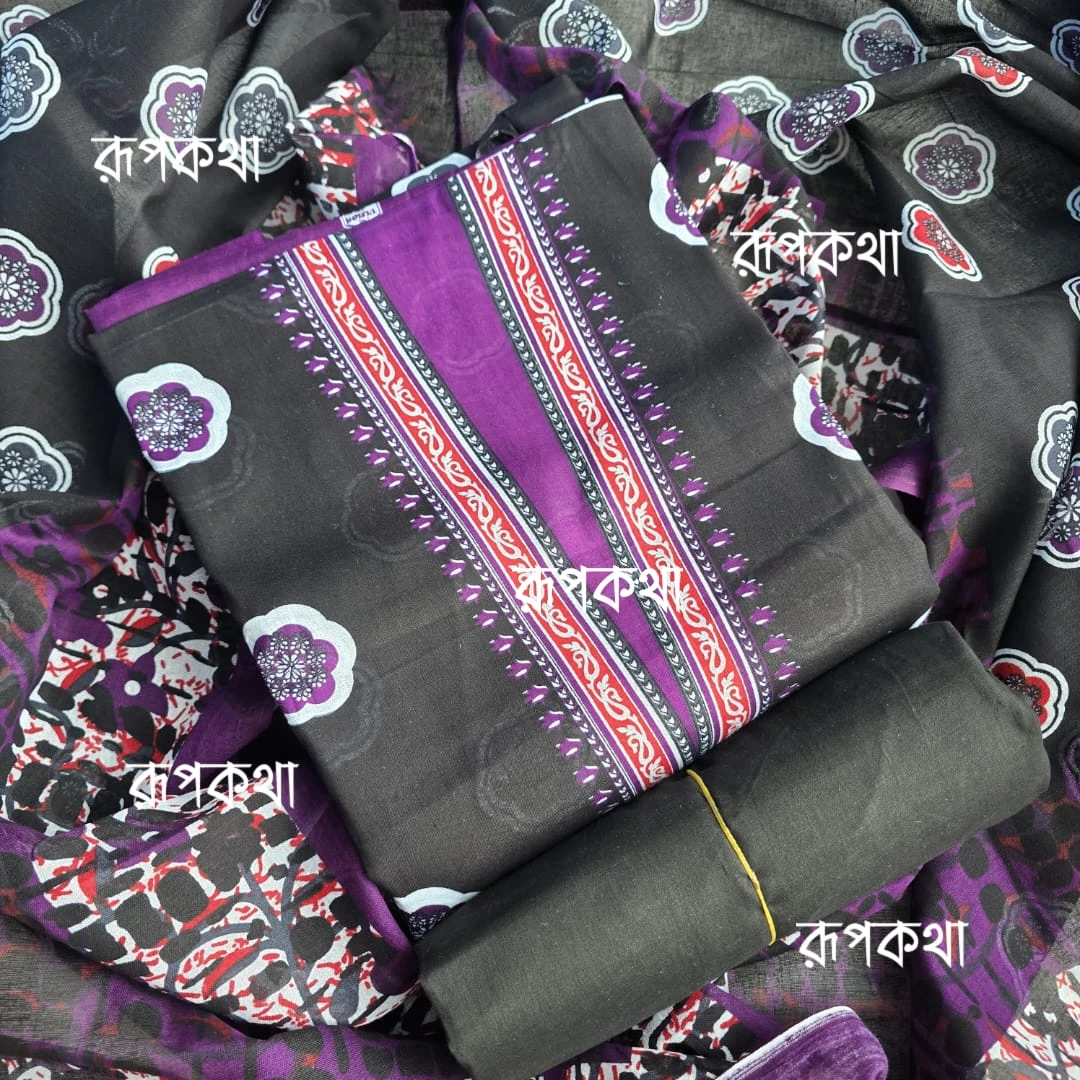 New Unstitched Gonga Cotton Print Dress