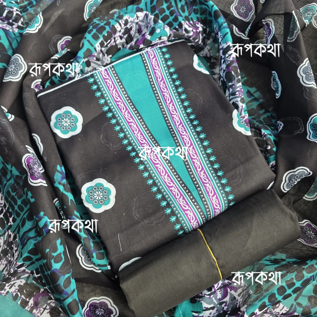 New Unstitched Gonga Cotton Print Dress