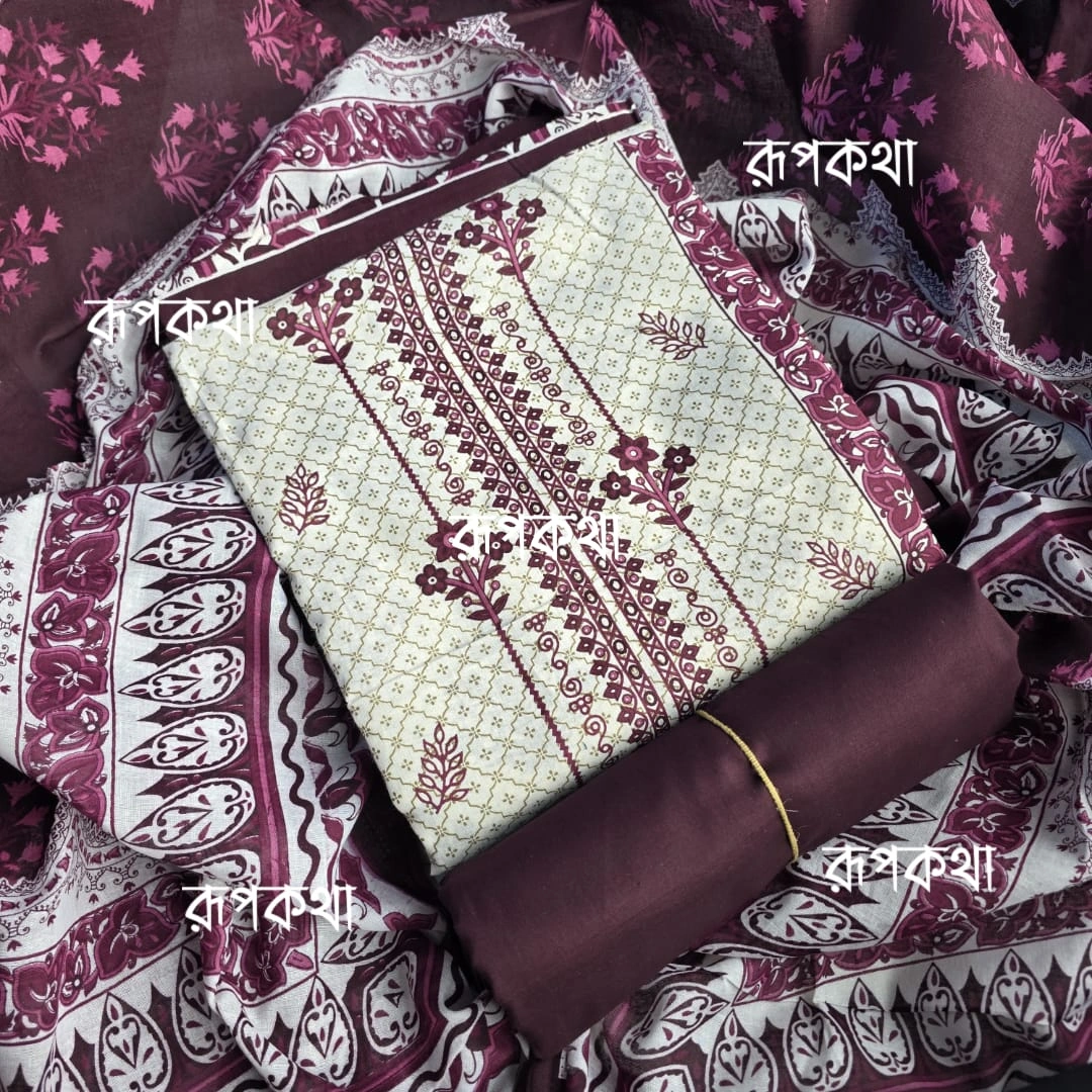New Unstitched Gonga Cotton Print Dress