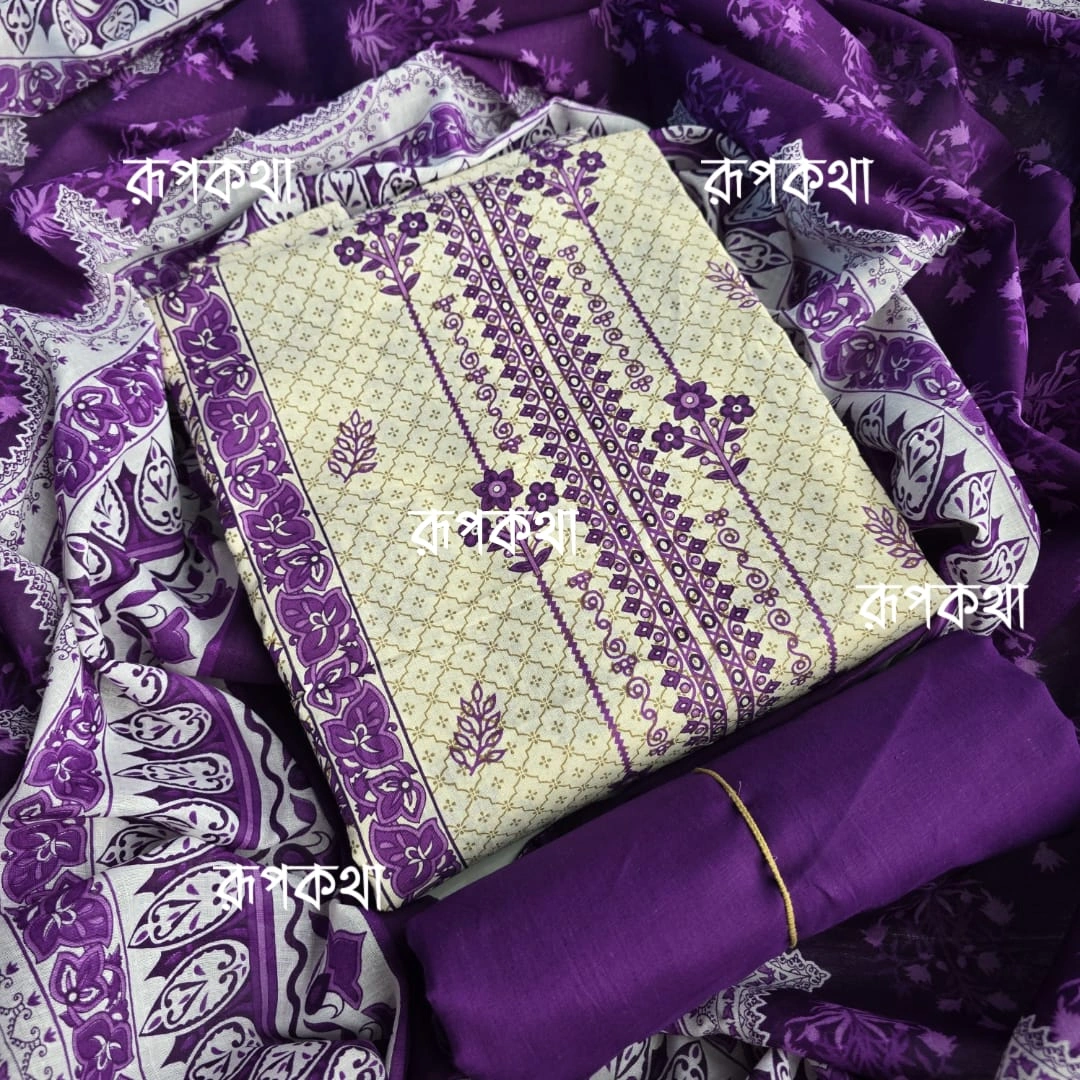 New Unstitched Gonga Cotton Print Dress