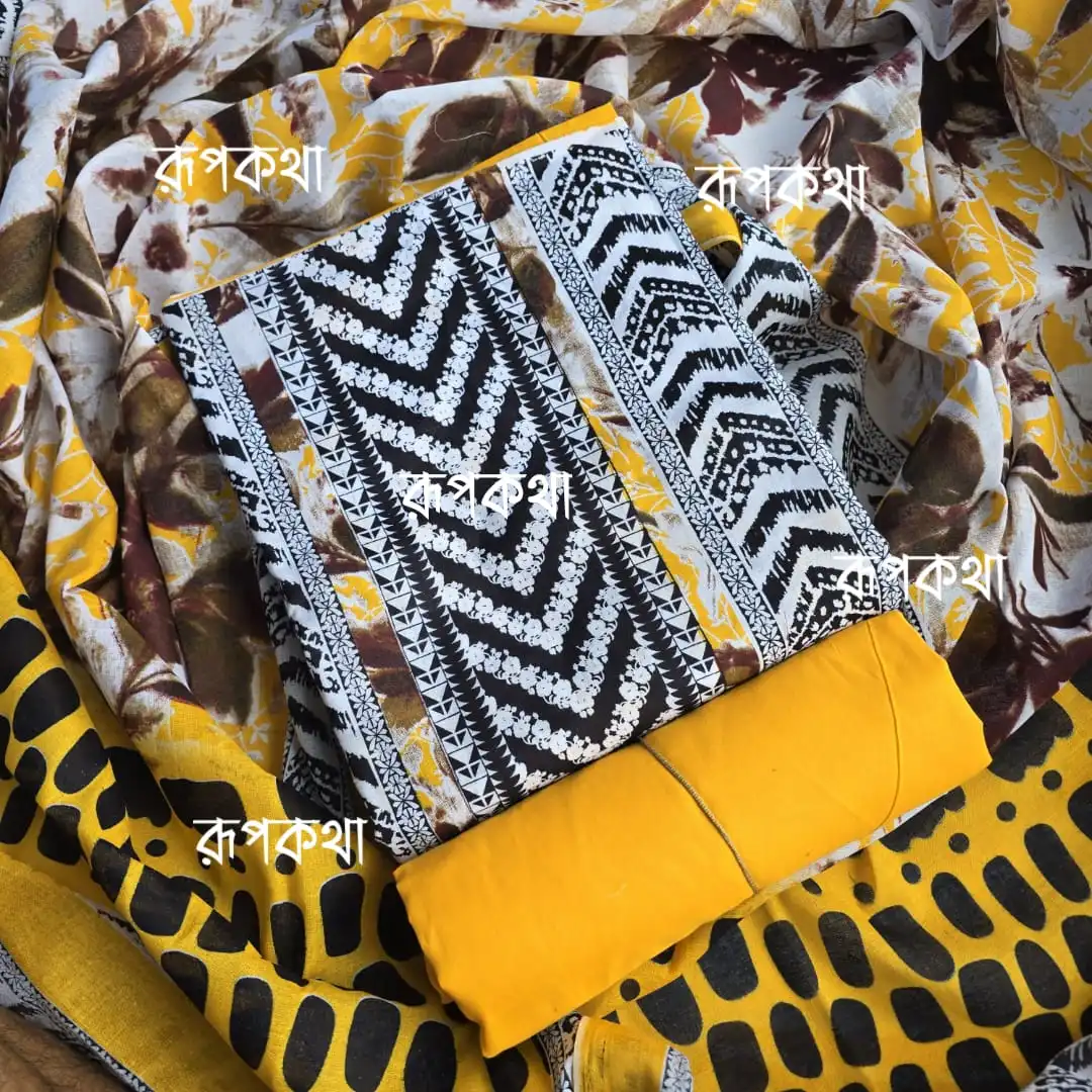 New Unstitched Gonga Cotton Print Dress