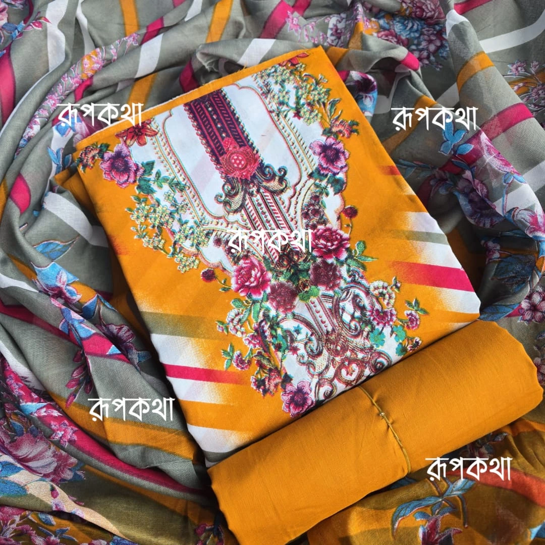 New Unstitched Gonga Cotton Print Dress