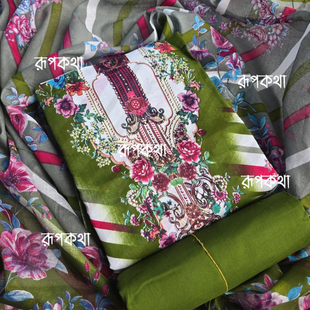 New Unstitched Gonga Cotton Print Dress