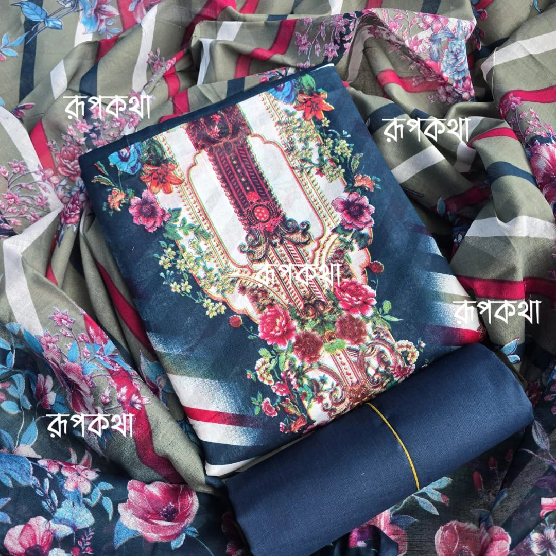 New Unstitched Gonga Cotton Print Dress