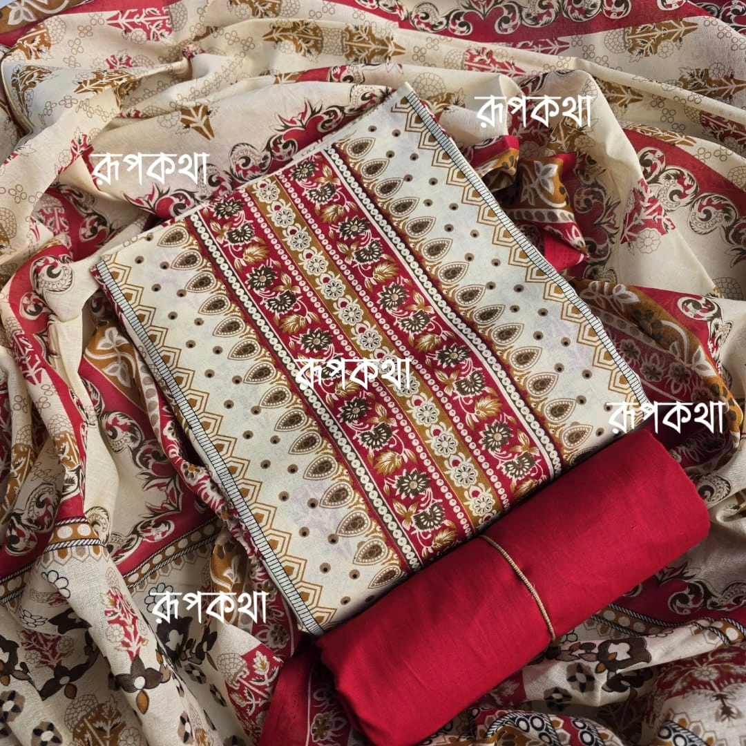 New Unstitched Gonga Cotton Print Dress