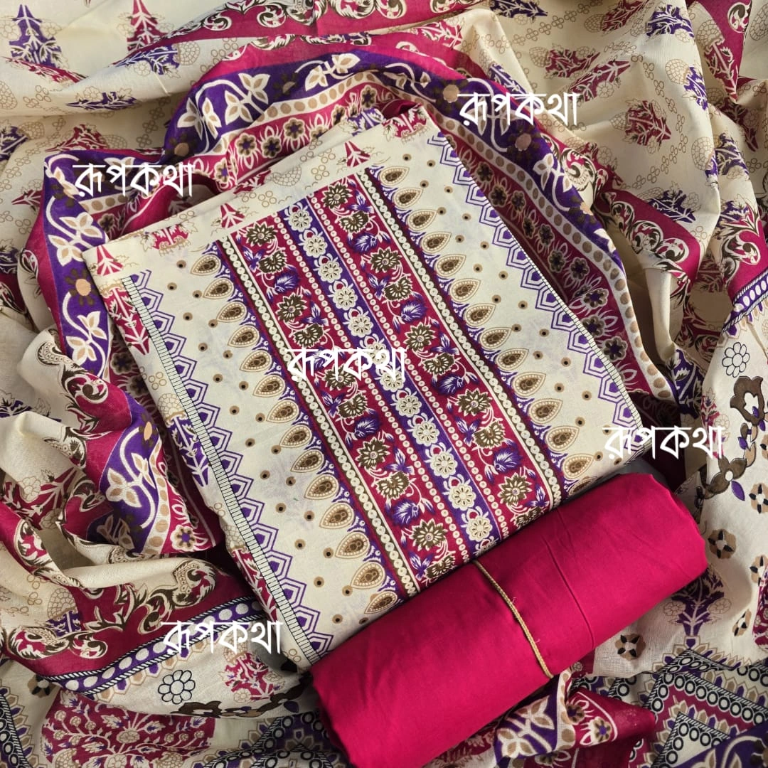New Unstitched Gonga Cotton Print Dress