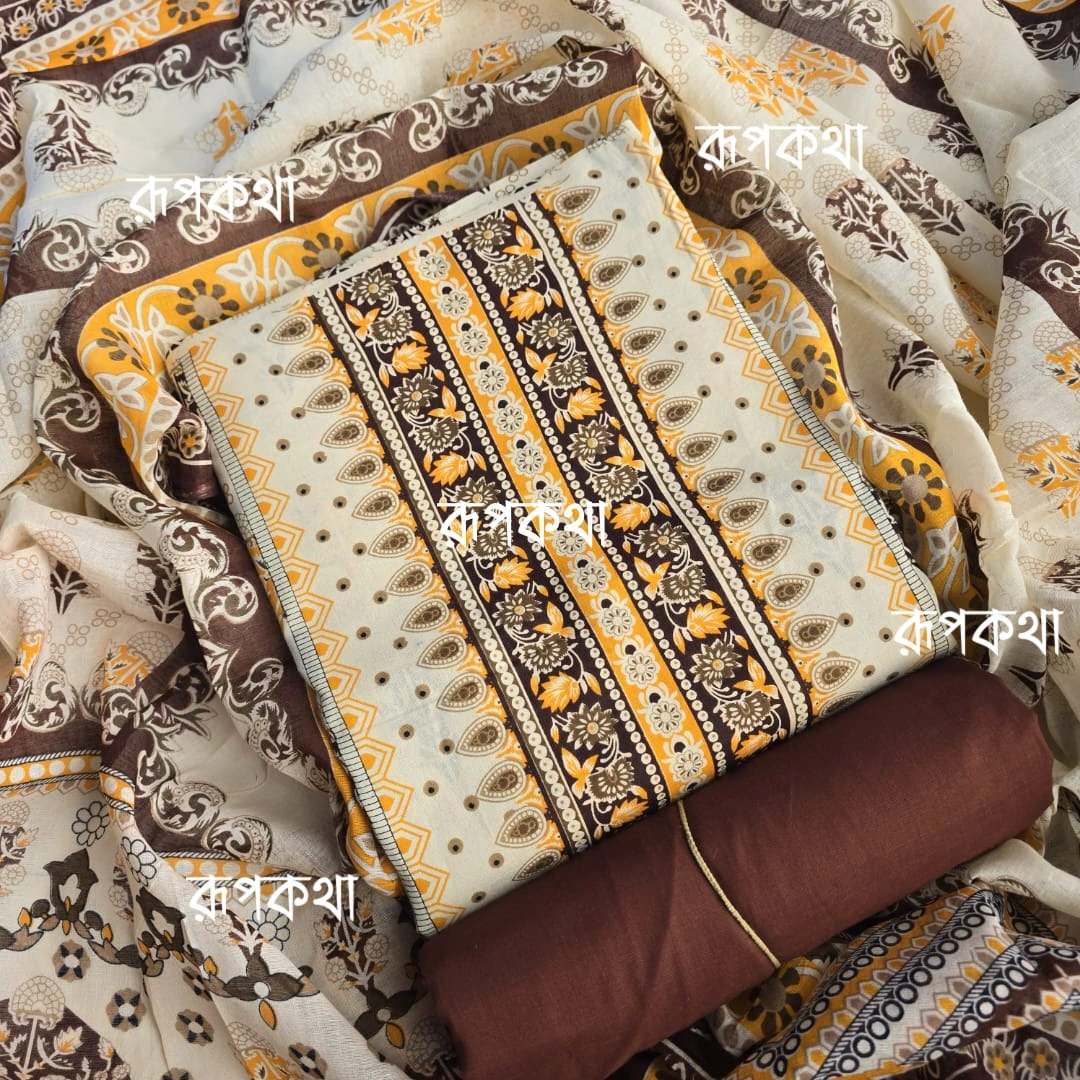 New Unstitched Gonga Cotton Print Dress