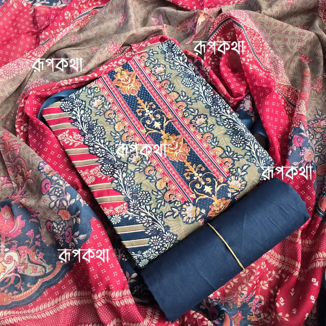 New Unstitched Gonga Cotton Print Dress