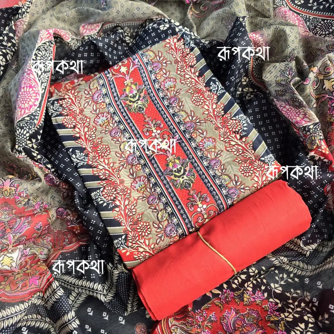 New Unstitched Gonga Cotton Print Dress