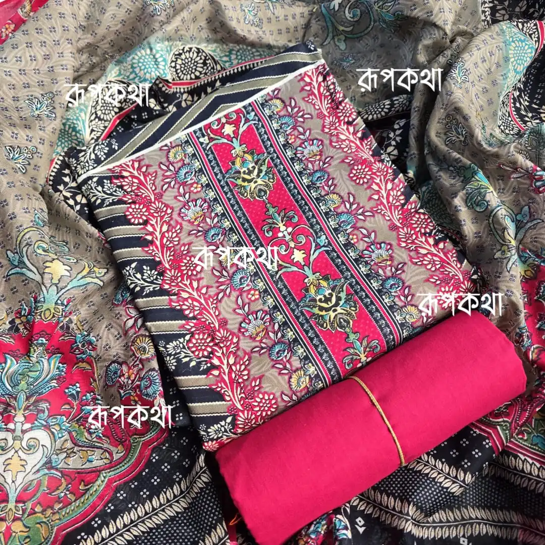 New Unstitched Gonga Cotton Print Dress