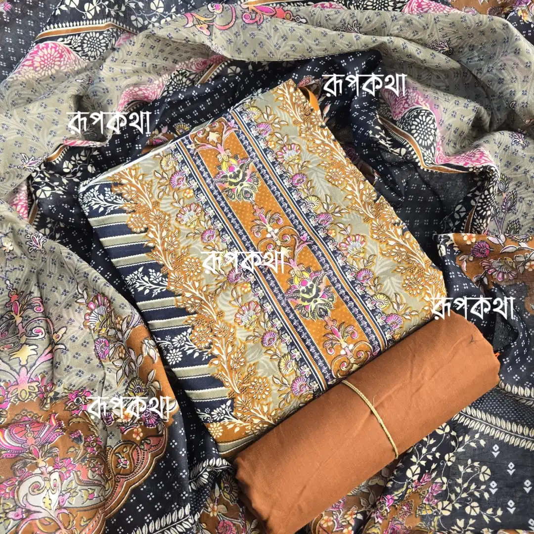 New Unstitched Gonga Cotton Print Dress