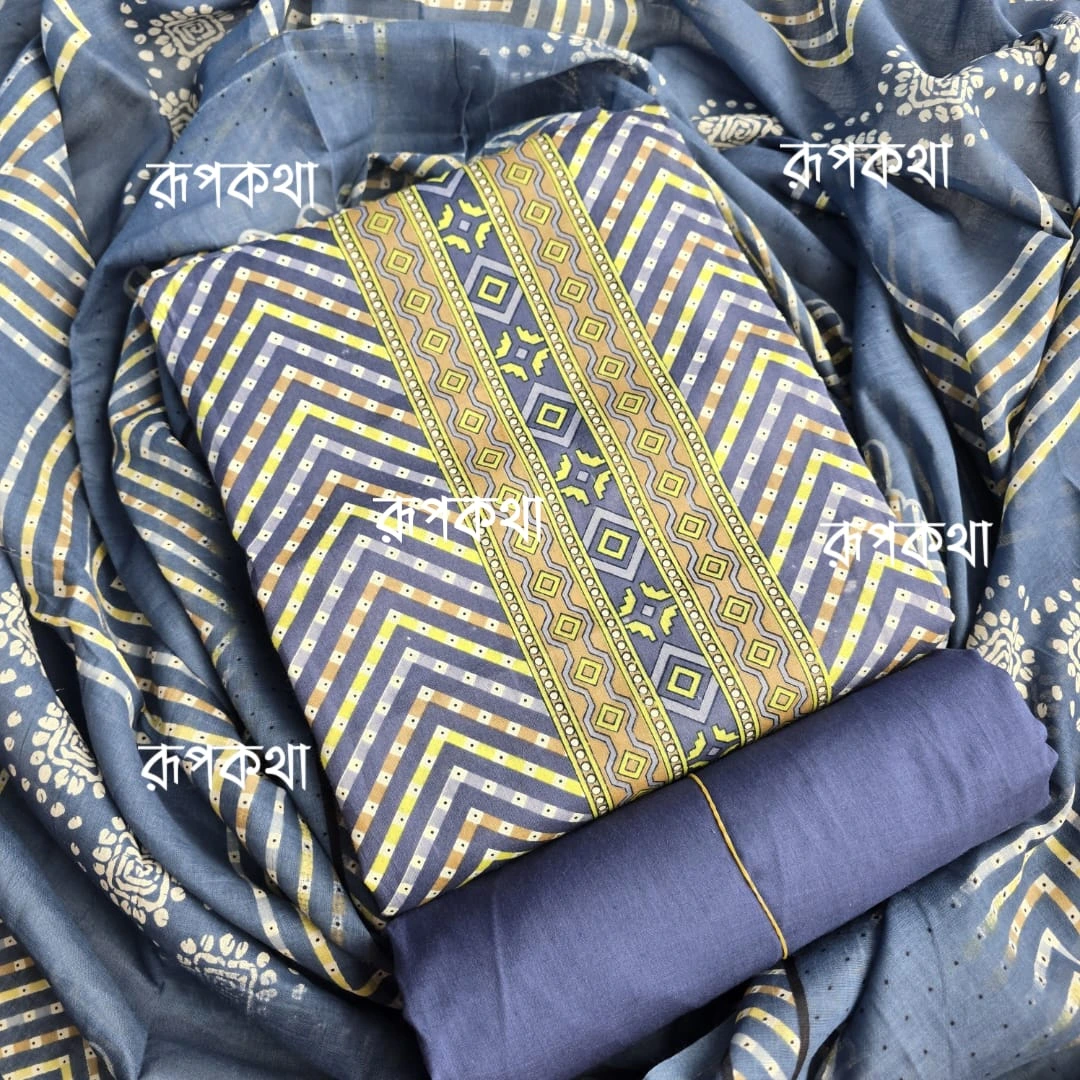 New Unstitched Gonga Cotton Print Dress
