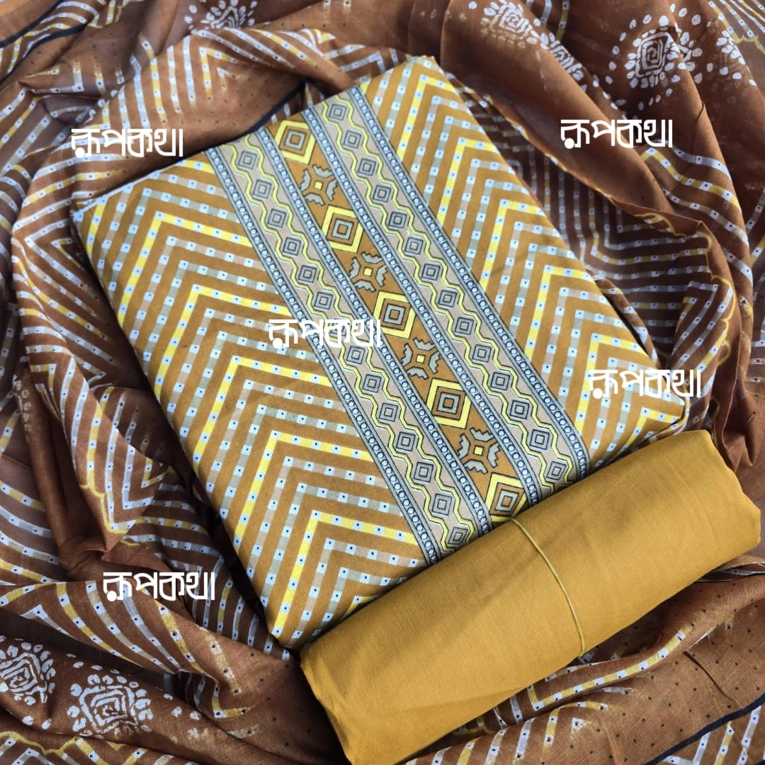 New Unstitched Gonga Cotton Print Dress