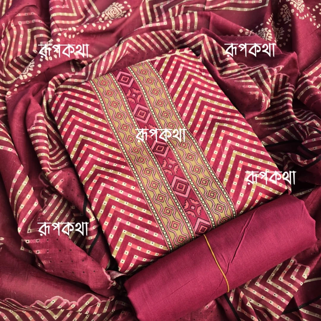 New Unstitched Gonga Cotton Print Dress