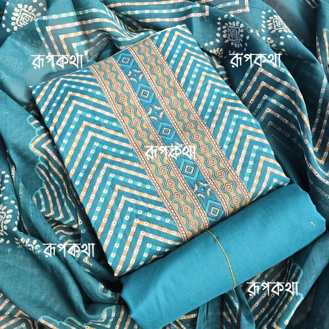 New Unstitched Gonga Cotton Print Dress
