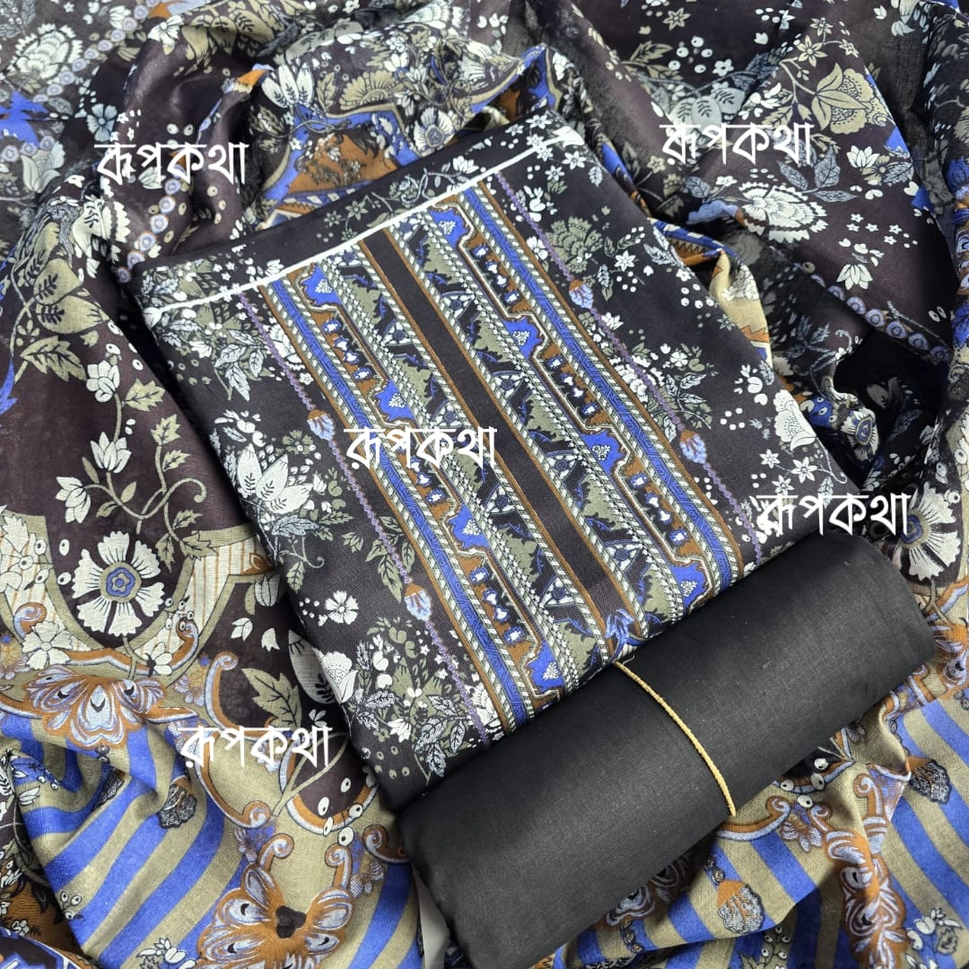 New Unstitched Gonga Cotton Print Dress