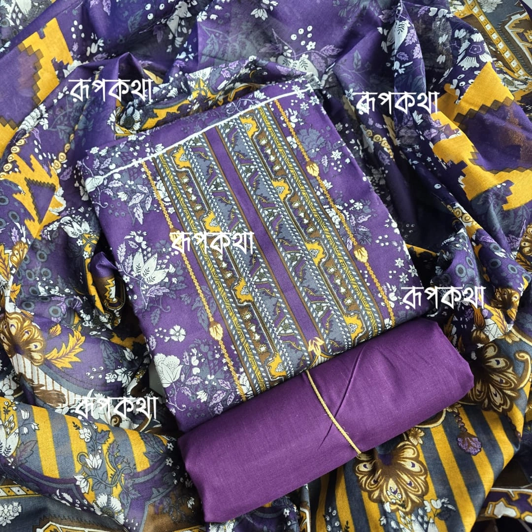New Unstitched Gonga Cotton Print Dress