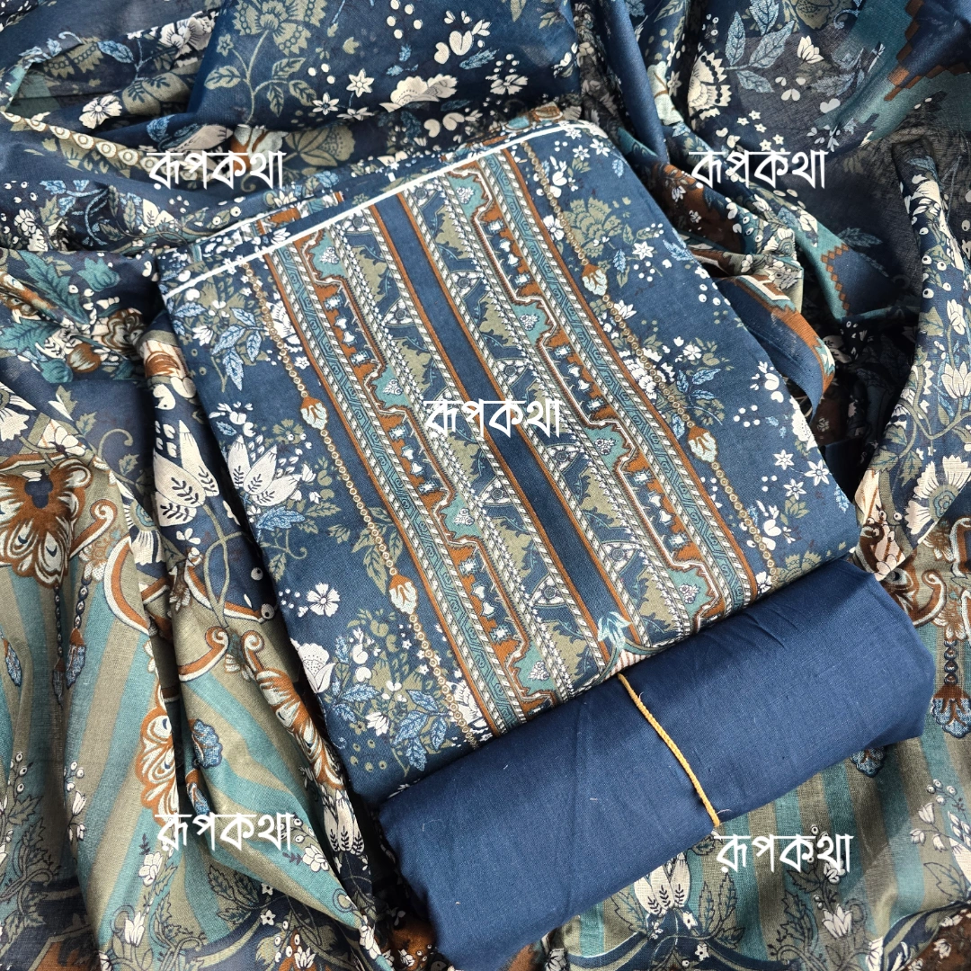 New Unstitched Gonga Cotton Print Dress