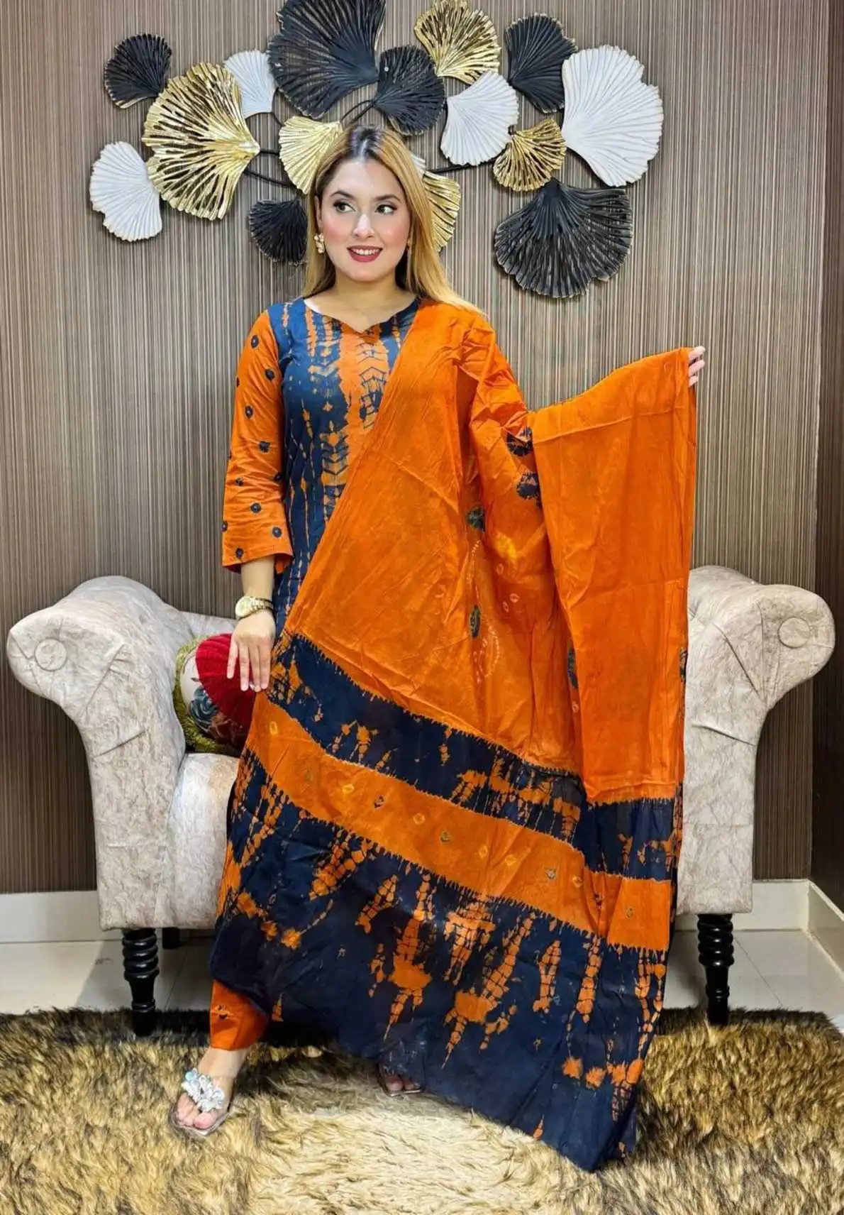 আনস্টিচ প্রিমিয়াম কটন বাটিক থ্রি-পিস জামা + ওড়না + প্যান্ট (WBD-01)