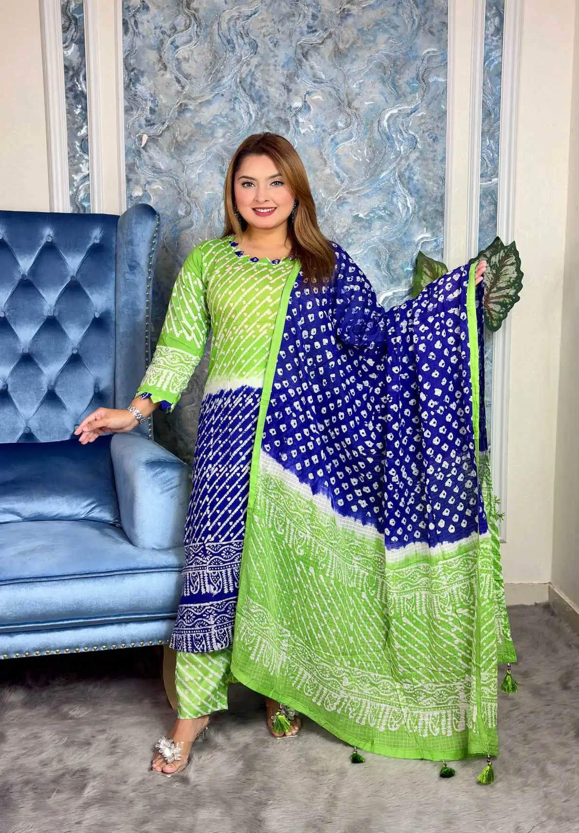 আনস্টিচ প্রিমিয়াম কটন বেক্সি বাটিক থ্রি-পিস জামা + ওড়না + প্যান্ট (BB-7)