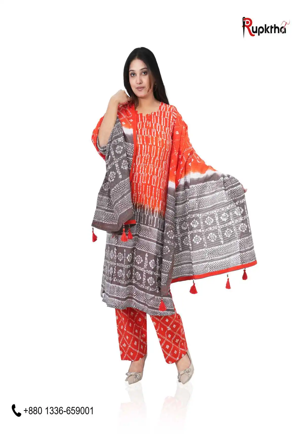 আনস্টিচ প্রিমিয়াম কটন বেক্সি বাটিক থ্রি-পিস জামা + ওড়না + প্যান্ট (BB-18)