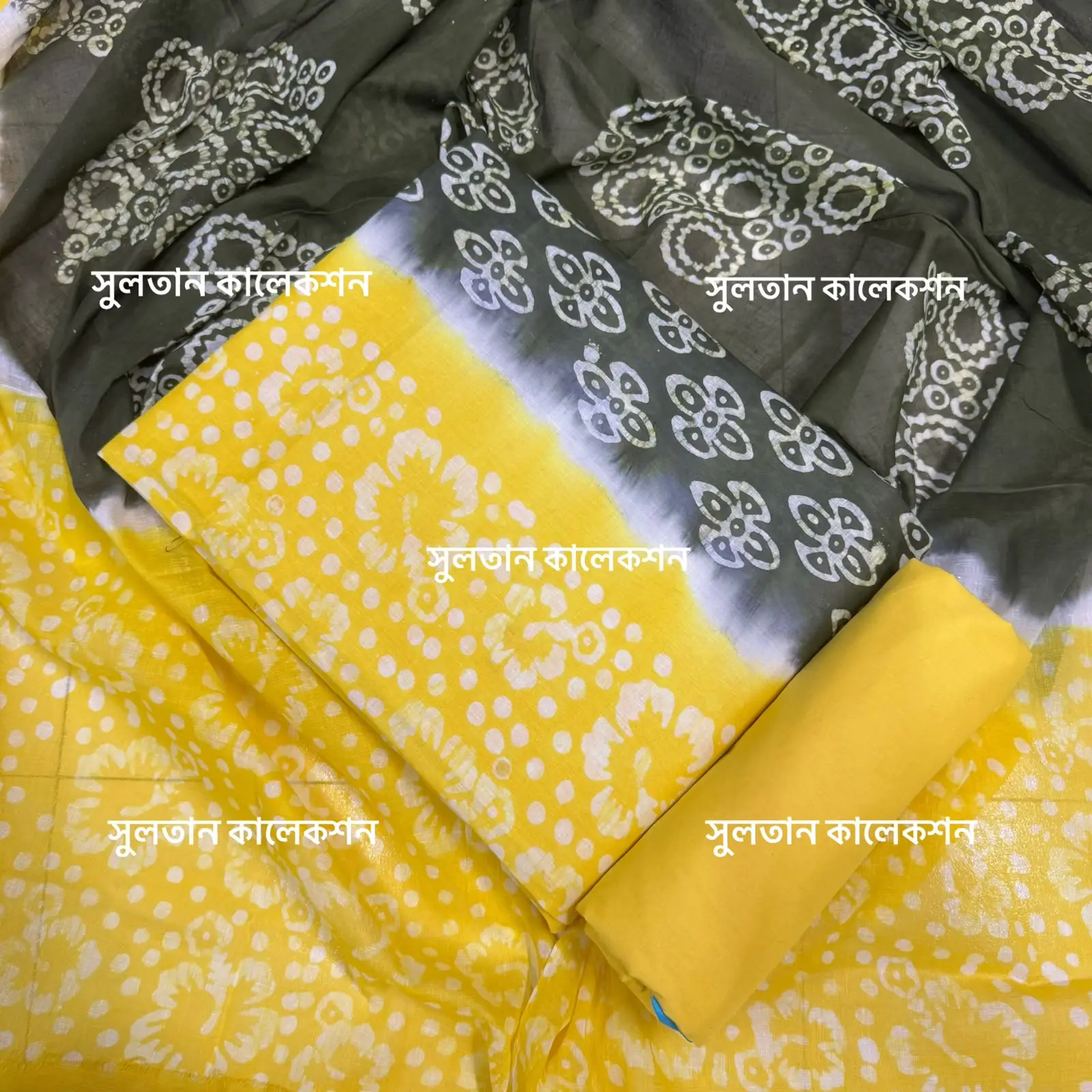 আনস্টিচ প্রিমিয়াম কটন বাটিক থ্রি-পিস জামা + ওড়না + প্যান্ট